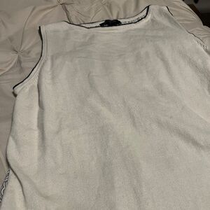 Ann Taylor Cream and Black Mixed Media Tank Sweater